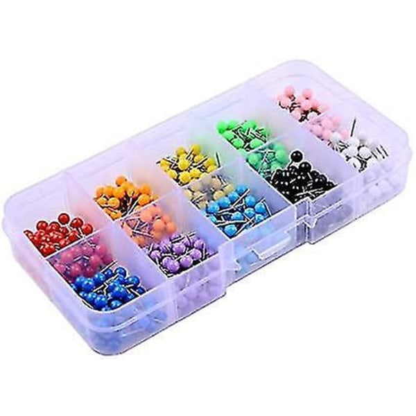 600 st Multi-färgade Push Pins Kartnålar 10 Blandade Färger