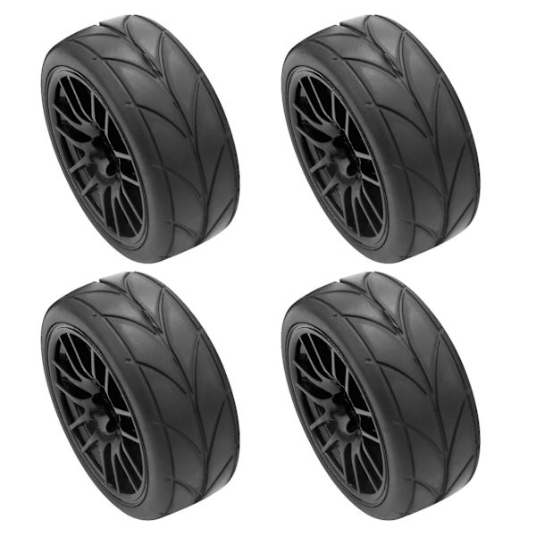 4 stk. 1/10 Gummi Dæk Rc Racing Bil Dæk På Vej Hjul Fælg Passer Til Hsp Hpi 9068-6081 Rc Bil Del