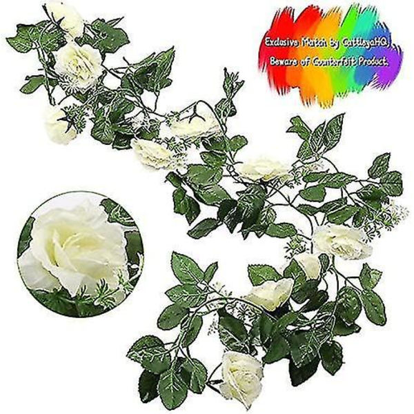 2 stk. Rose Vine Kunstige Rose Blomster Vines 10 Hoveder