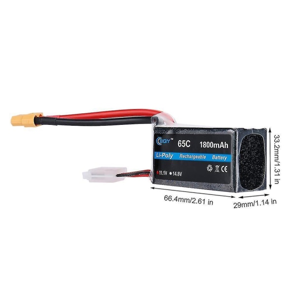 11,1V 1800mAh 65C XT60 Li-Poly-batteri for drone