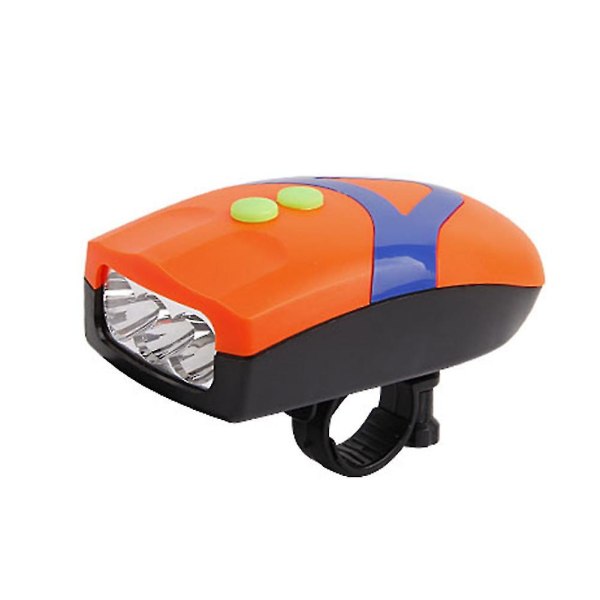 2 I 1 El-sykkel Sykkelhorn Alarmklokke 3 LED-lys Sikkerhet Sykkelridning Orange
