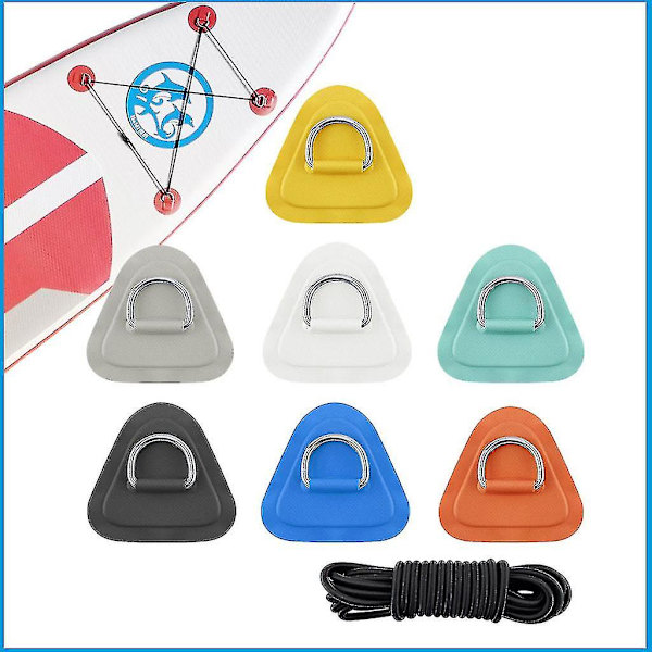 1 Sæt D-Ring Pude Pvc Patch Båd Dæk Rigging 5m Sort Elastisk Bungee Reb Sæt Til Stand Up Paddle Board Sup Dæk Tilbehør-orange