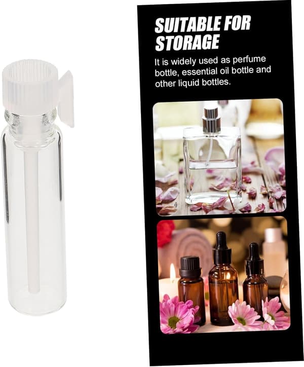 100 stk 1 ml mini parfymeprøveflasker glass påfyllbare kosmetiske underflasker