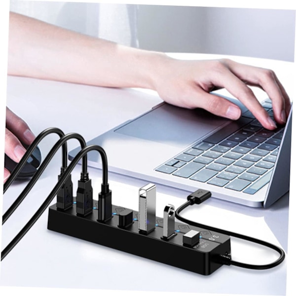 7-port USB-hub USB-splitteradapter Backupstrøm Enkel for bærbar PC og stasjonær