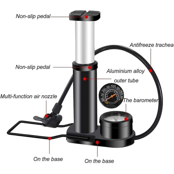 Pumpcykel för alla cyklar Bärbar minicykelpump Multifunktionell cykelpump Cykelgolv