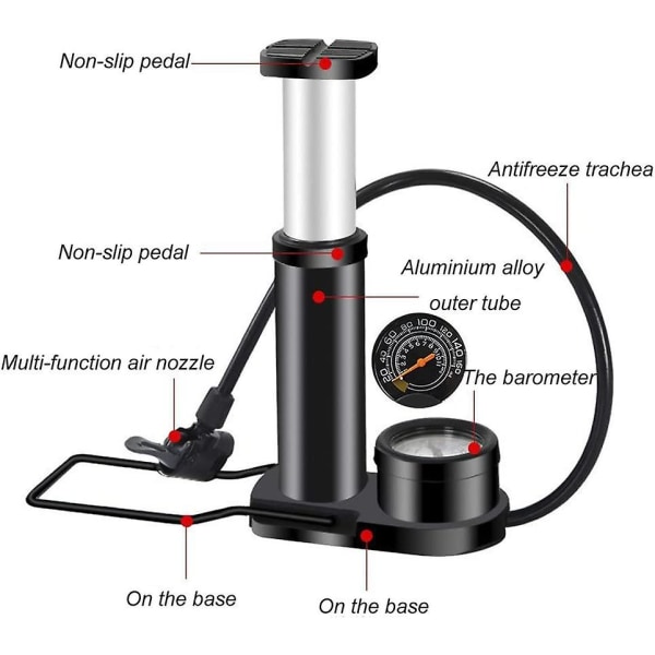 Pumpe til Cykler - Bærbar Mini Cykelpumpe Multifunktionel Cykelpumpe Gulvmodel