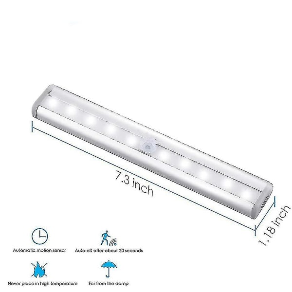 3-pak Oppgradert USB-oppladbart 10 LED Magnetisk Bevegelsessensorlys - hyj