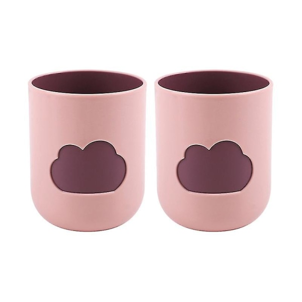 2 stk. Hvedehalm Tumbler Kopper Naturlig Miljøvenlig Pp Sky Mønster Tandbørste Kop Badeværelse Kopper (Lyse Pink)