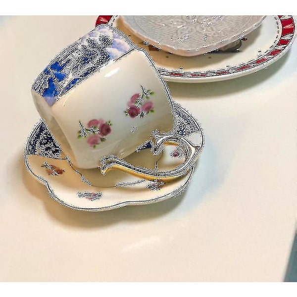 Kaffekopp Lyxig Europeisk Retro Brittisk Afternoon Tea Kopp Kaffekopp Fat Set
