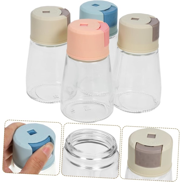 4 Pak Salt Sukker Dispenser Flasker Præcisionsmåling Metal Pres Design