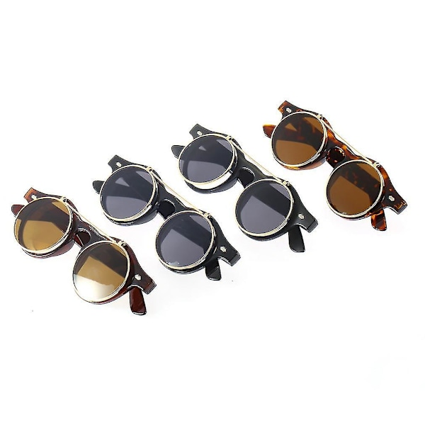Steampunk Goth Briller Rundt Flip Up Solbriller