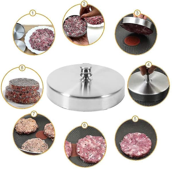 Burgerpresse i Rustfrit Stål - Burger Maker Hamburgerform Perfekt til Grill og Køkken