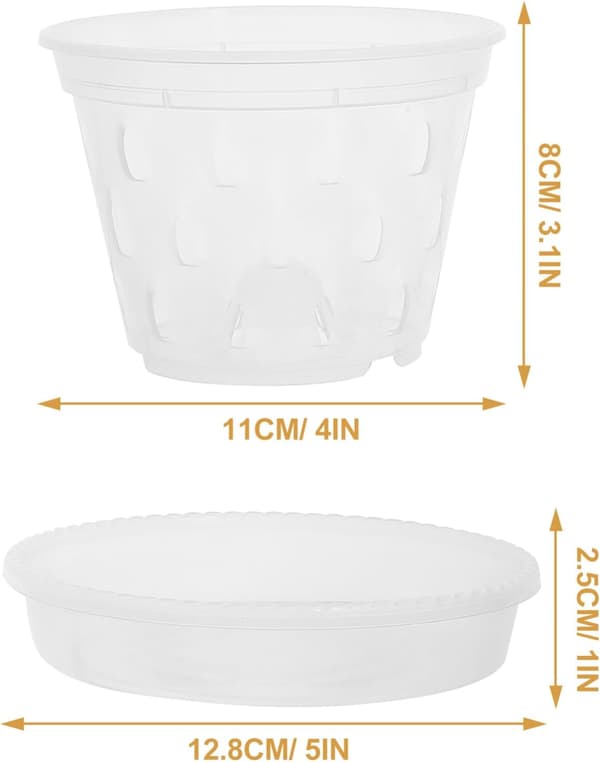 5 sett plastpotter pustende spaltepotte blomsterpottefat