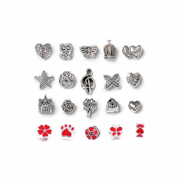 DIY Charms Armbåndsfremstillingssæt med Afstandsperler, Vedhæng og Tilbehør Red