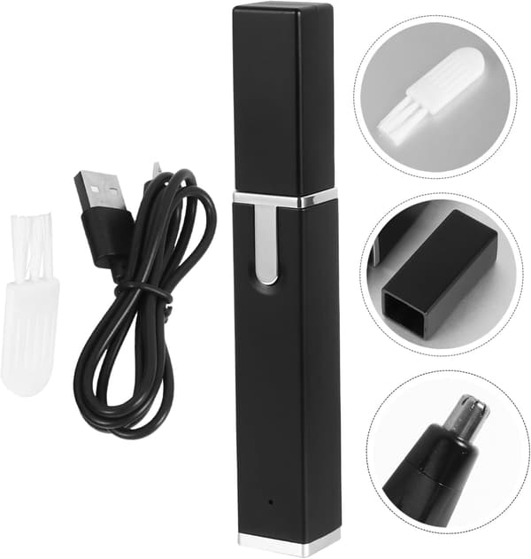 2 stk USB nesehårtrimmer øre nesehårklipper for menn ansiktsfjerner dobbelkantet kutterhodefjerner