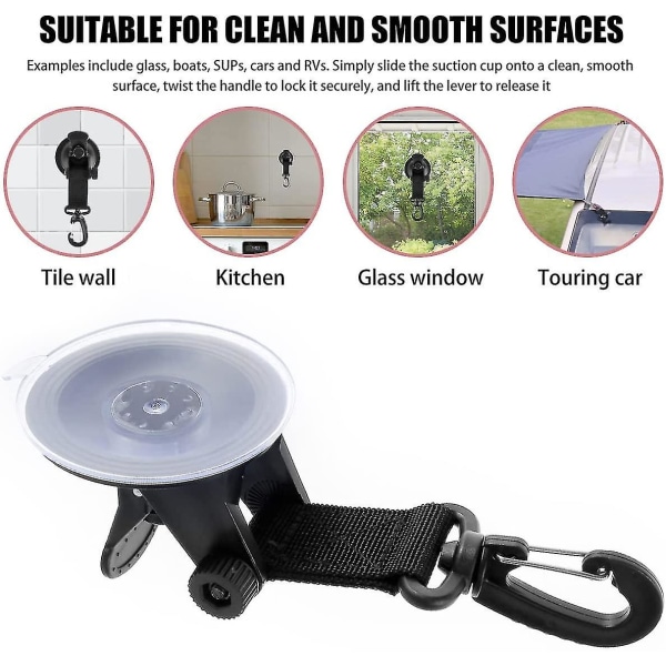 6 stk Bil Sugkopp Anker Camping Sugkopper, Multifunksjonell Heavy Duty Sugkopp