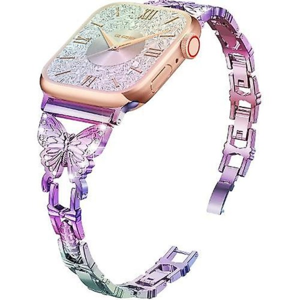 Sopii Apple Watch 8 -hihnalle, timantti-inlay-metalliperhonen rannekekello colorful