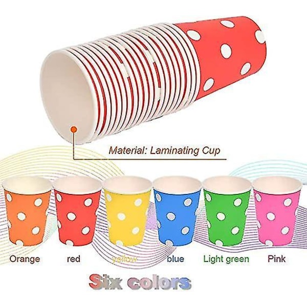 120 stk. Dotted Paper Cups Multicolor Party Drikkekopper