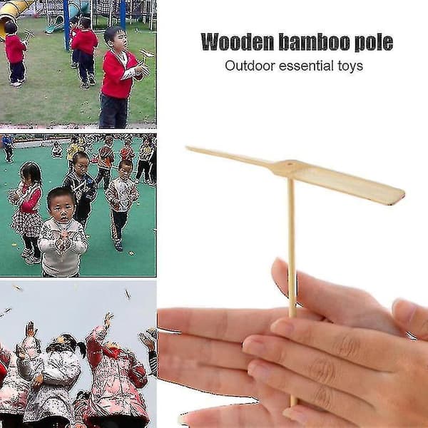 10 st Bambu Sländor Flygande Leksaker Handgnid Propeller Flygande Fe Leksak För Barn