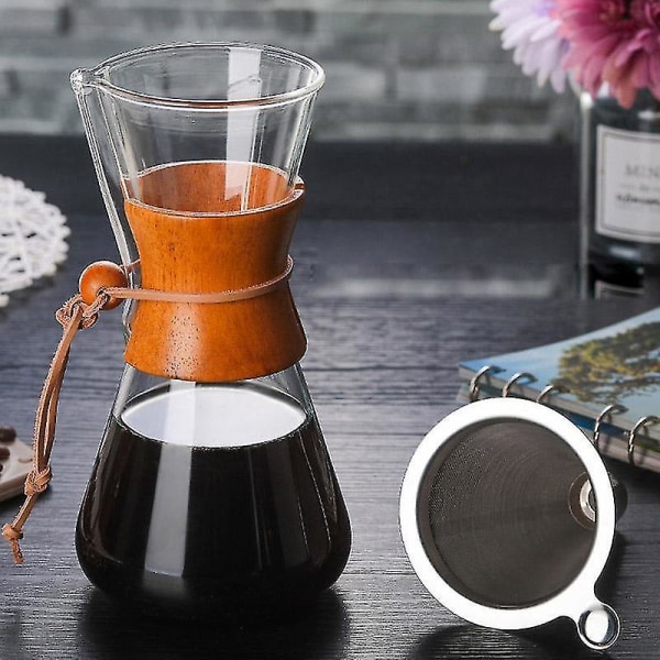 Kaffebryggare i glas av rostfritt filter