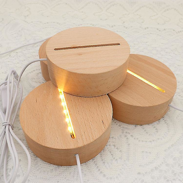 LED Lys Display Base, Træ USB Lys Base Stativ Dekorativ Pynt