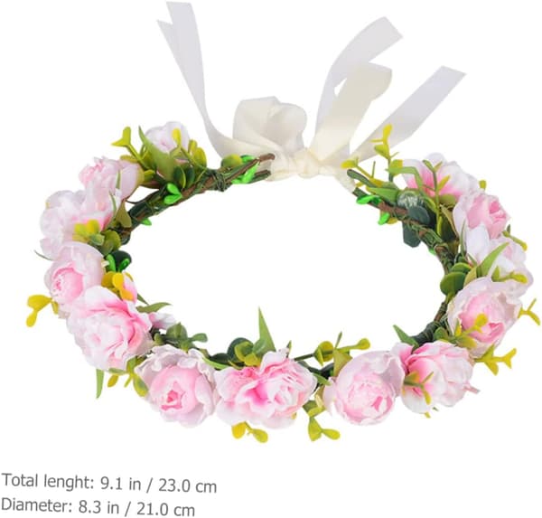 Bryllupskrans for brud, blomsterkrone, kunstige kronblader, boho-blomsterkrans for bryllupshodeplagg