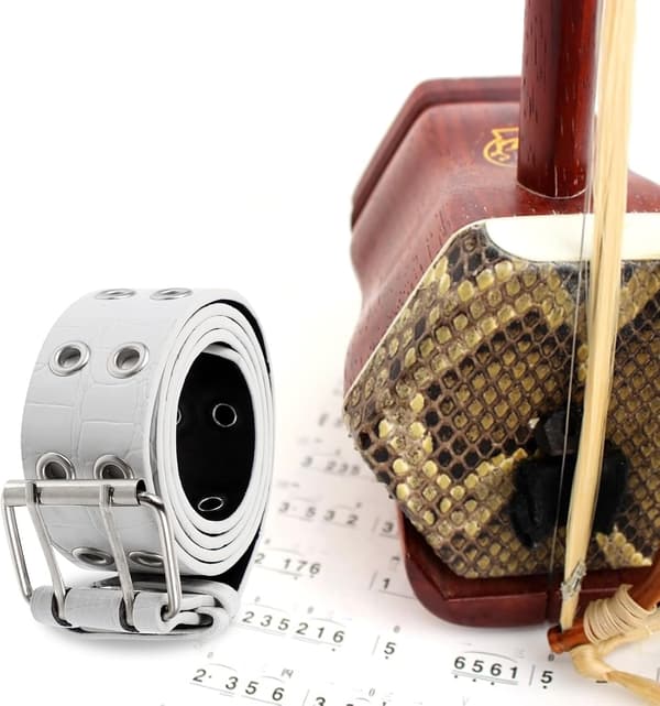 Justerbart Erhu Performancebälte Zinklegeringskrok och PU-läderrem