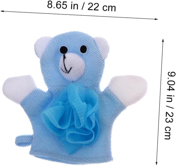 2 st tecknade badhandskar för barn och exfolierande kroppsskrubb för barn
