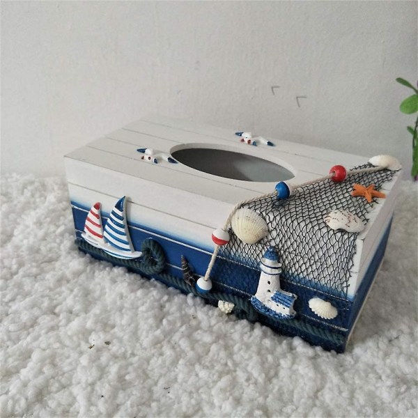 Trefilboks i tre, kosmetisk vevboks, middelhavsstil, Kleenex-boks