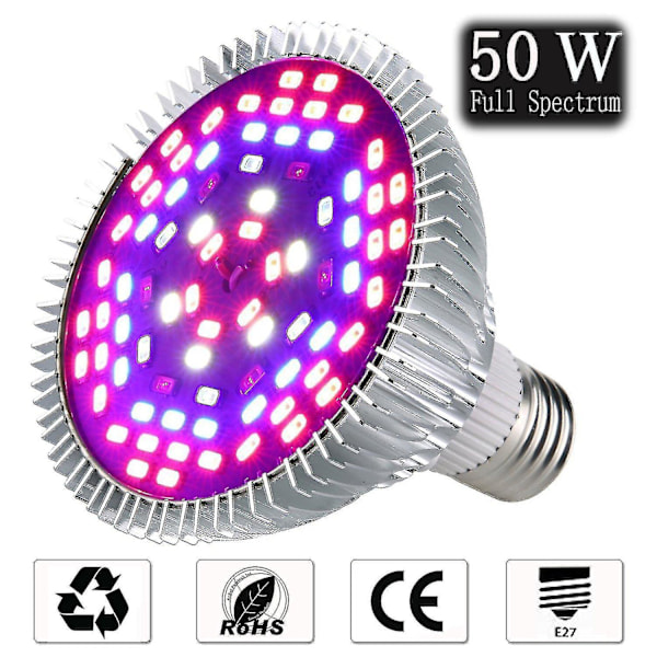 50W LED Växtlampa Växande Ljus Fullspektrum, Växande Ljus 78 LED Växtlampa Växtlampor Växande Ljus för Växter Växthus Inomhusväxter Blommande Blommor