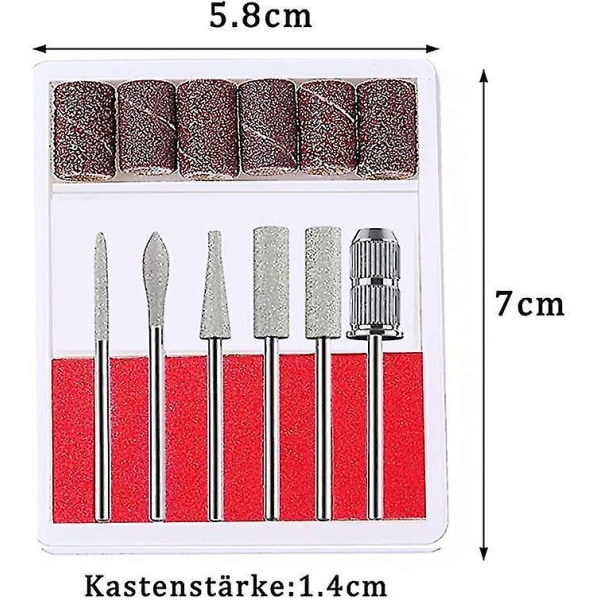 Pro Nail Art Drill Bits Sett 6 stk Bits 150 stk Slipebånd Akryl