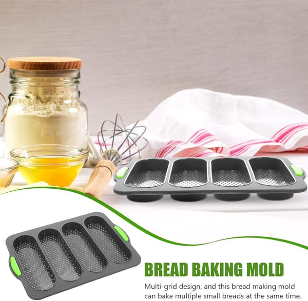 Non-Stick Silikone Brødform med 4 Gitre til DIY Brødbagning, Nem at Opbevare og Fleksibel Kagebageform
