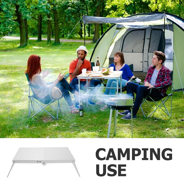Bærbart Mini Sammenleggbart Campingbord, Lettvekts Sidebord i Aluminiumslegering for Piknik