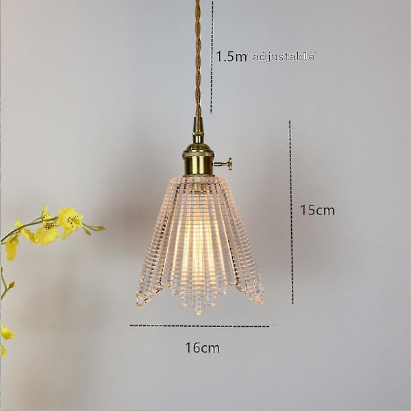 Retro Messing Glas Lysekrone Japansk Stil Sengelampe