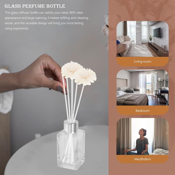 4 st glasdiffusorflaskor med silverlock 50 ml klassisk fyrkantig design påfyllningsbar parfymhållare