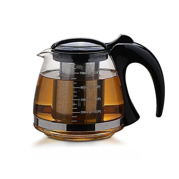 Glass Teapot 750ml Tea Flower Removable Steel Infuser Kettle