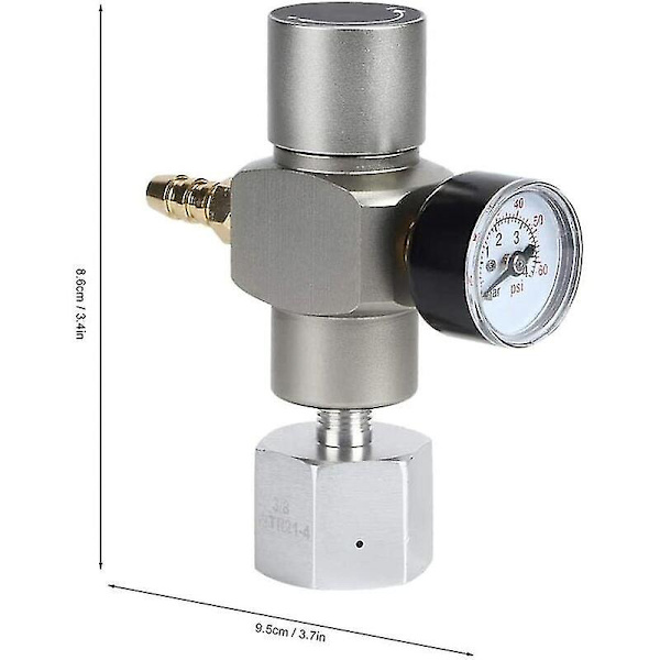 CO2-paineensäädin, 2-in-1 Mini CO2-kaasupaineensäädin Soda-paineen mittarilla ja 3/8 tuuman TR21.4-sovittimella Sodastreamille