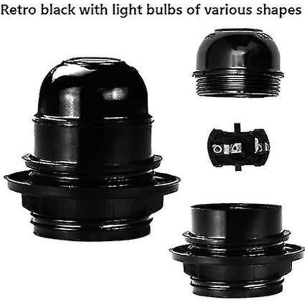 Lampfästen Glödlampsockel Bakelit Glödlampor Retro Svart 4-pack