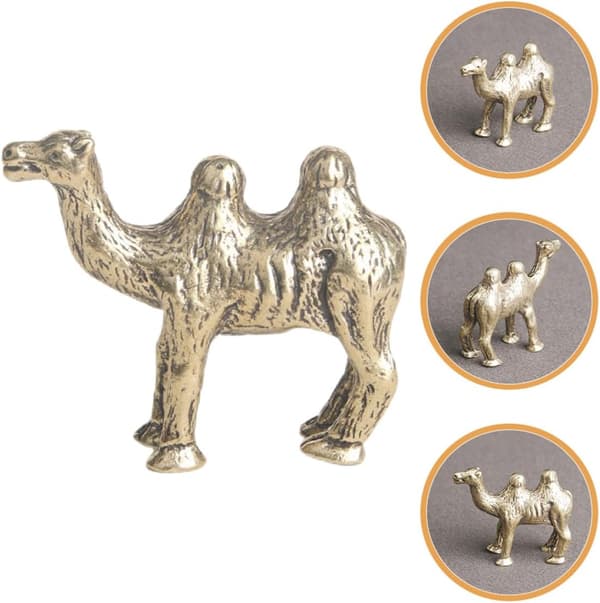 Gyllen messing kamelpynt Messing kamelformet figur Retro stil Plassbesparende