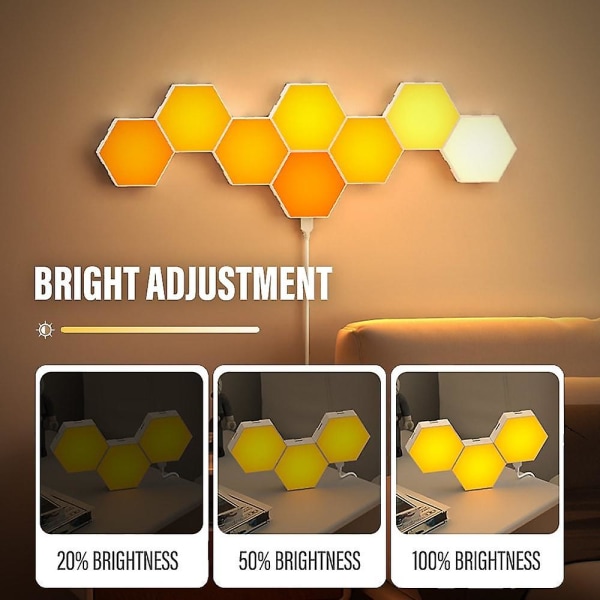LED Hexagon Lys RGB Bluetooth Indendørs Vægslampe App Kontrol