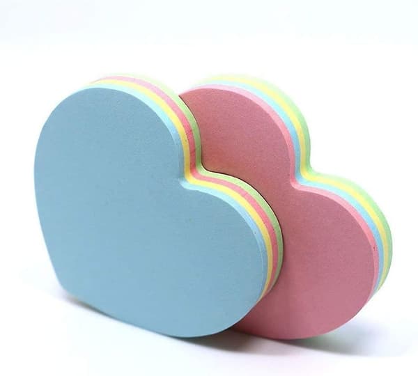 Sjove Hjerteformede Sticky Notes - 100 Ark Blokke Sticky Notes