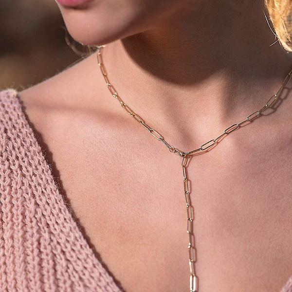 14k Kedjor För Lmell Kvinnor Halsband Kedjor Pappersklipp Halsband Kedja Smycken