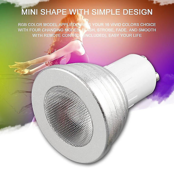 2W E27 Multicolor RGB LED-lampa med fjärrkontroll