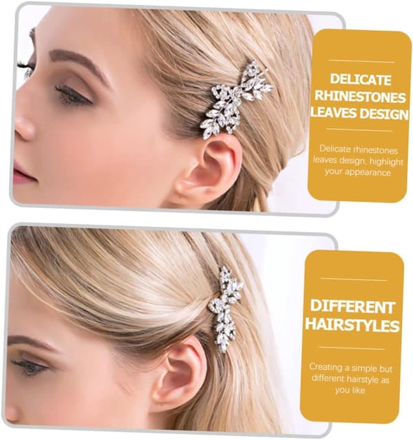 4 stk. hårspænder til kvinder Rhinestones Side Hårnål Blade Design Hårtilbehør