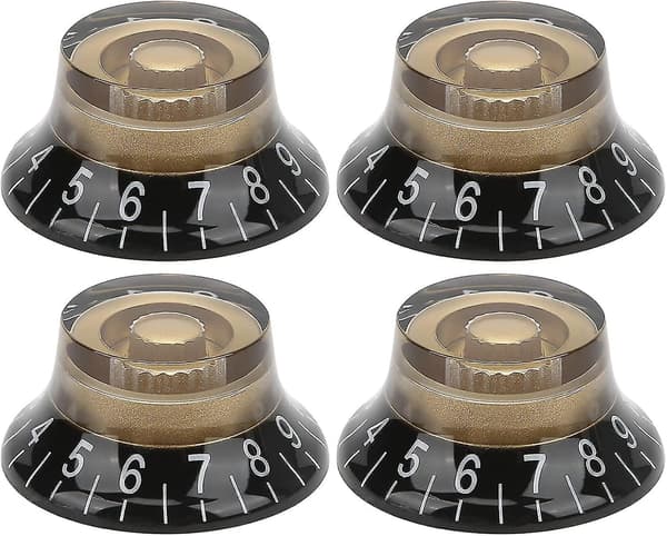 Topphatt-knappar Elektrisk Gitarr Volym Tonkontroll Potentiometer Svart Tonknappar Set