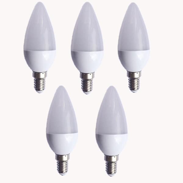 5 stk. 9W LED Lysestager 550-600 Lm E14 C37 12 LED