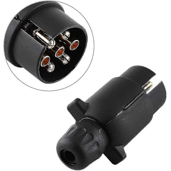 7-polig släpvagnskontakt, 12V elektrisk släpvagnskontakt, plast 7-polig kabelkontakt adapter (2 st, svart)