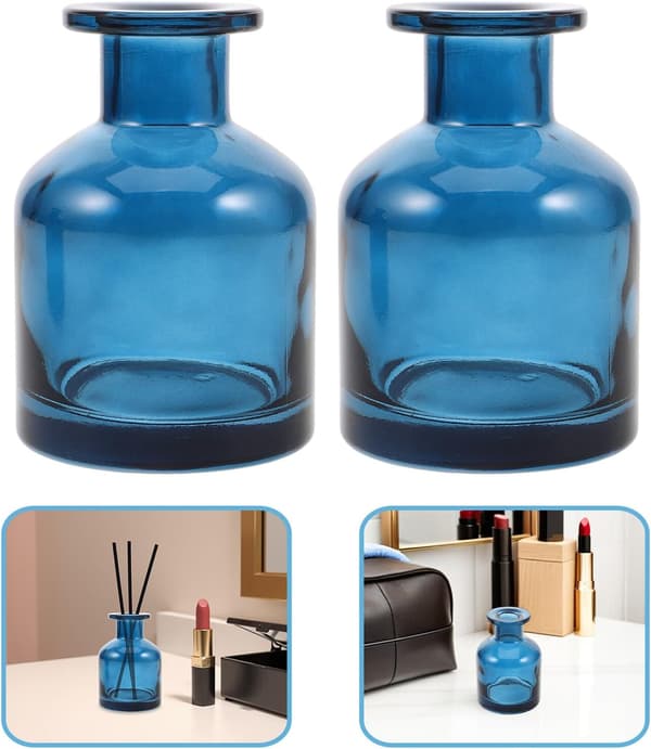 2 stk påfyllbare aromadiffuserflasker Tom glassbeholder for sivpinner, eterisk olje og parfyme