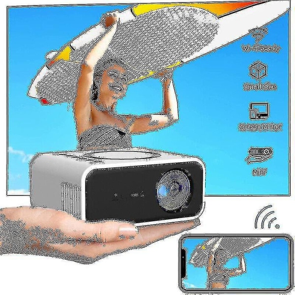 4k Projektor 7500 Lumen 1080p 3D LED Mini WiFi Videoprojektor Hemmabio Dz(svart)