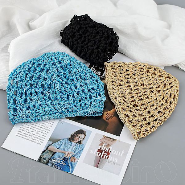3-pack Mesh Crochet Hårnät, Rayon Stickad Snood Hatt, Tjockt Hårnät Snoods Dekoration För Nattsömn